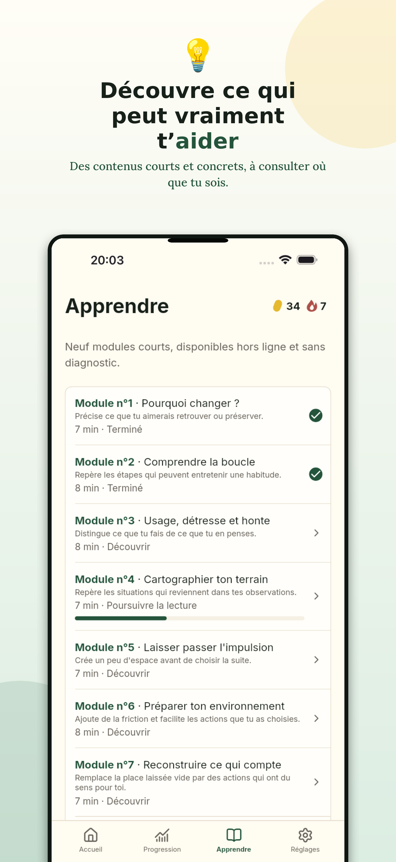 Modules d’apprentissage courts disponibles hors ligne dans StopCorn.
